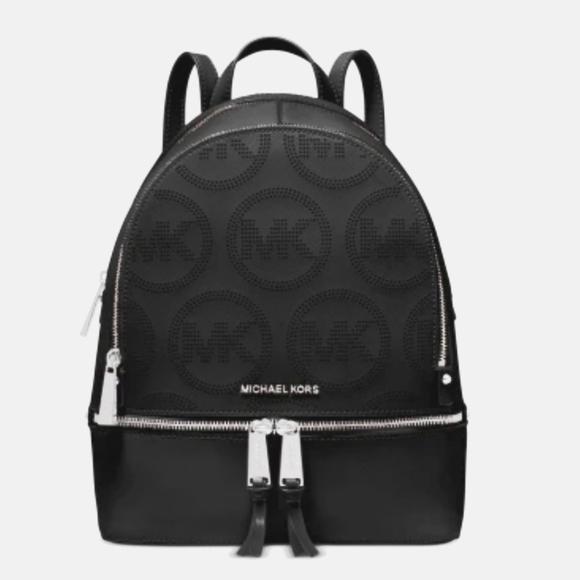 Michael Kors Backpack | Rhea | Small | Black with Silver Hardware - Picture 1 of 16